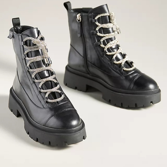 Schutz Kaile Glam Lace-Up Leather Stomper Boots Size 7B NWT - Picture 9 of 10